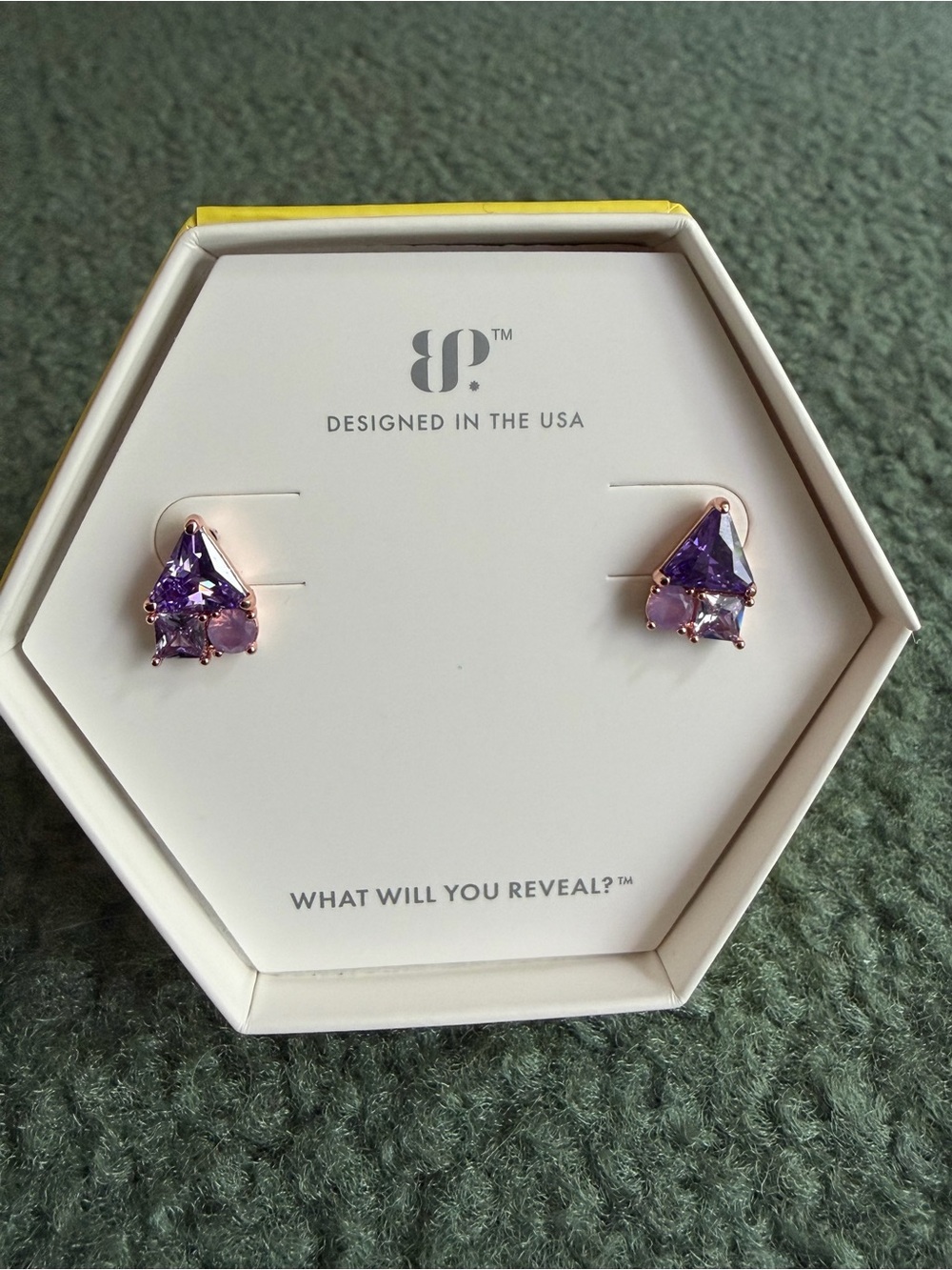Purple Crystal Trio Stud Earrings - Designed in the USA